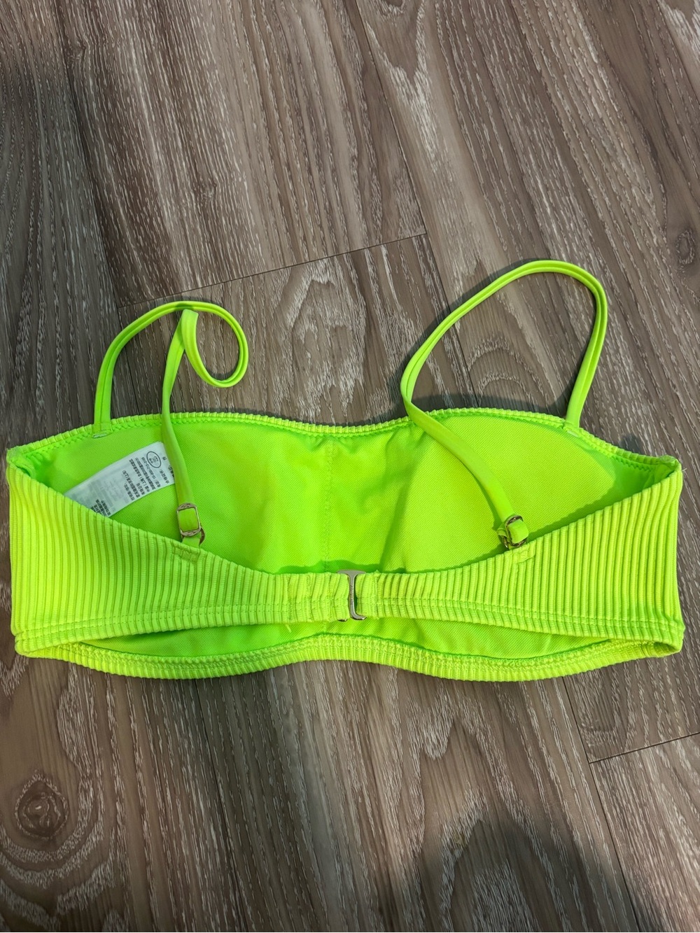 Hollister Neon Lime Ribbed Bandeau Bikini Top with Straps - Picture 2 of 3